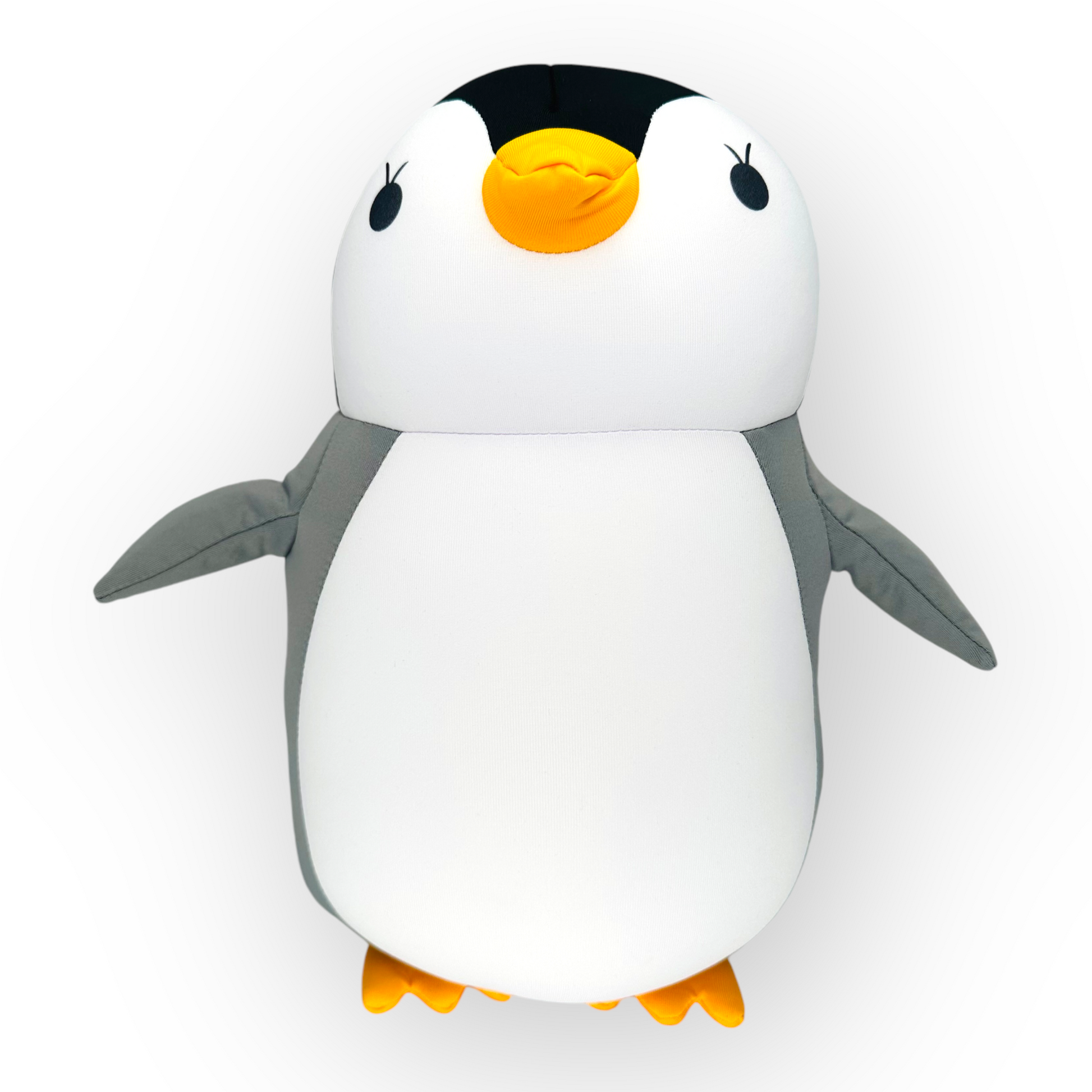 Front view of JB Travel World 2-in-1 Penguin Travel Pillow, featuring soft neck support for kids, perfect for travel comfort.