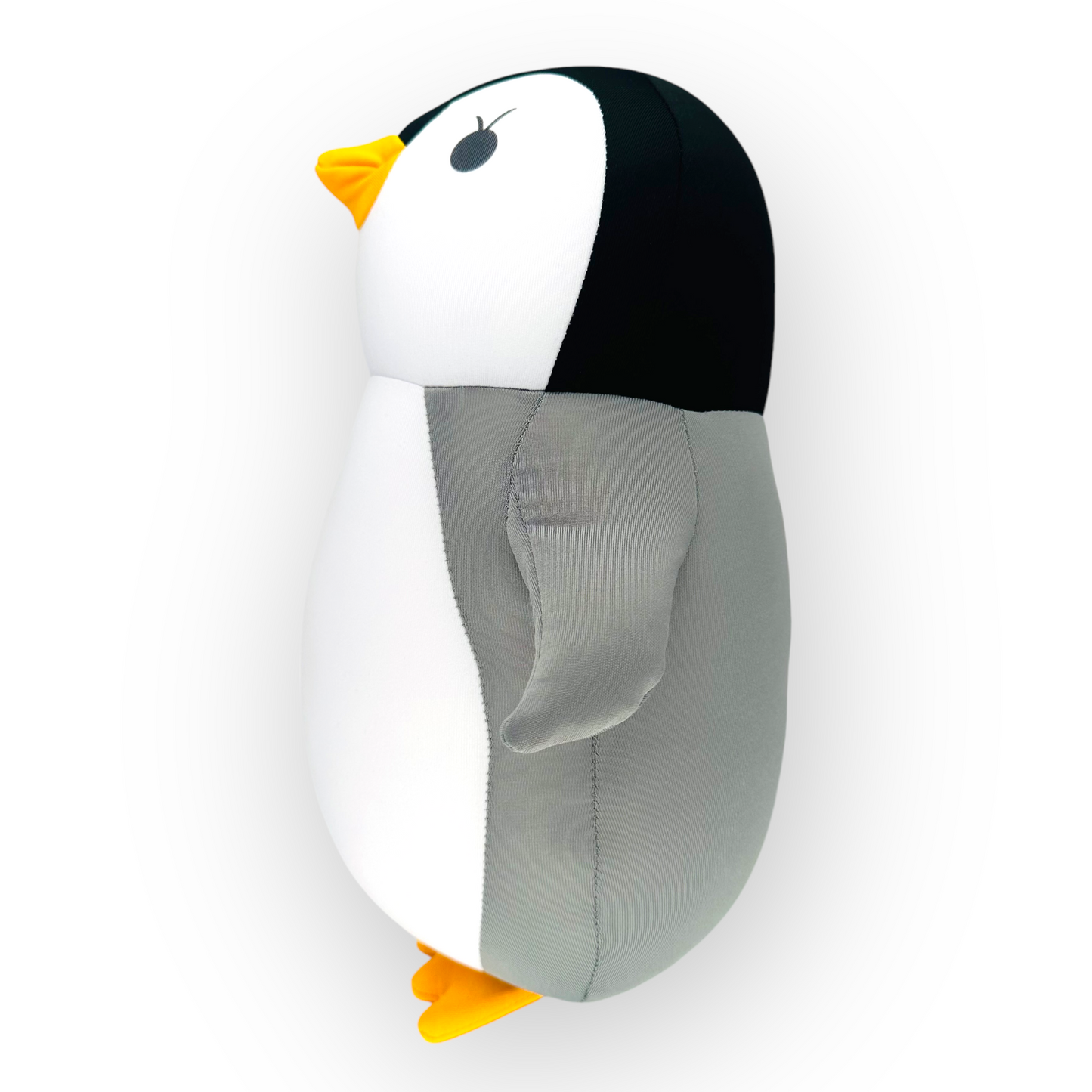 Side view of the JB Travel World 2-in-1 Penguin Travel Pillow, highlighting its ergonomic shape for comfortable neck support during travel.