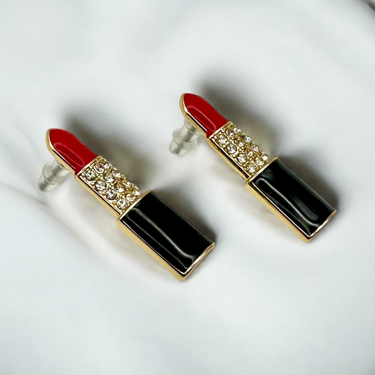 Red Lipstick Drop Earrings - Travel Statement Jewelry