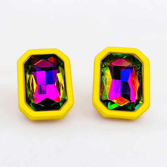 Retro Square Geometric Earrings - Vintage Travel Style