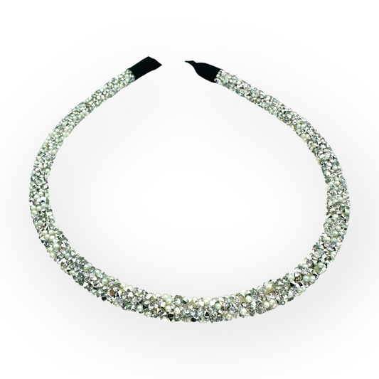 Silver Skyline Rhinestone & Pearl Headband