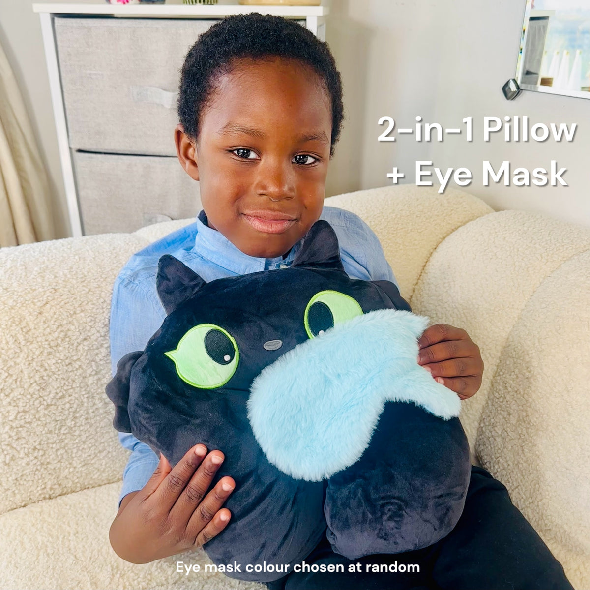 JB Travel World Kids 2-in-1 Pillow + Eye Mask 