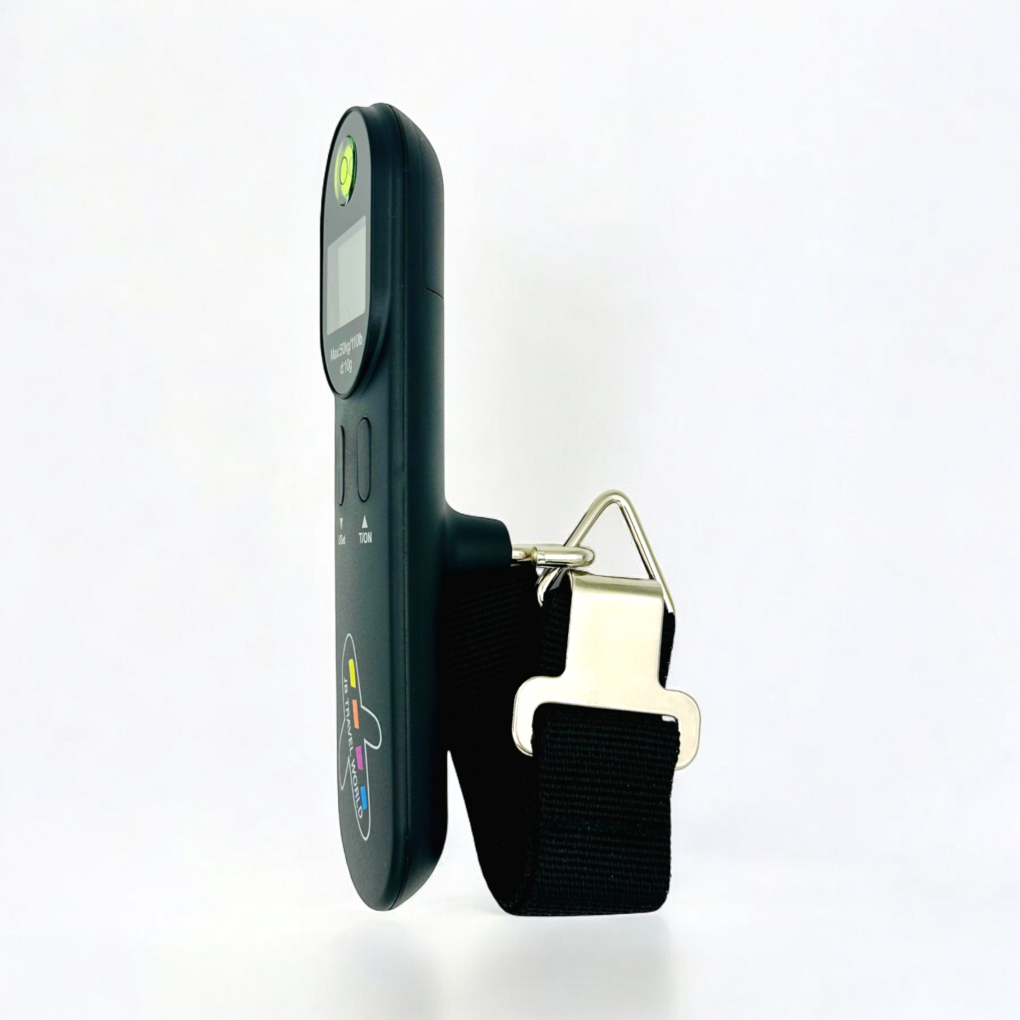 Side profile of digital luggage scale with strap visible